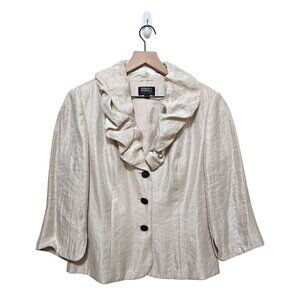 Adrianna Papell Evening Essentials Ivory Ruffle Neck Formal Cover Up Sz 10